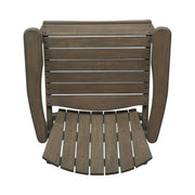 Set of two Noble House outdoor weather-resistant acacia wood Adirondack dining chairs with armrests and slatted backs.