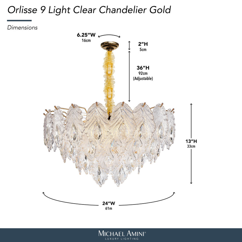 Michael Amini Lighting - Orlisse 9-Light Acrylic Chandelier - Gold