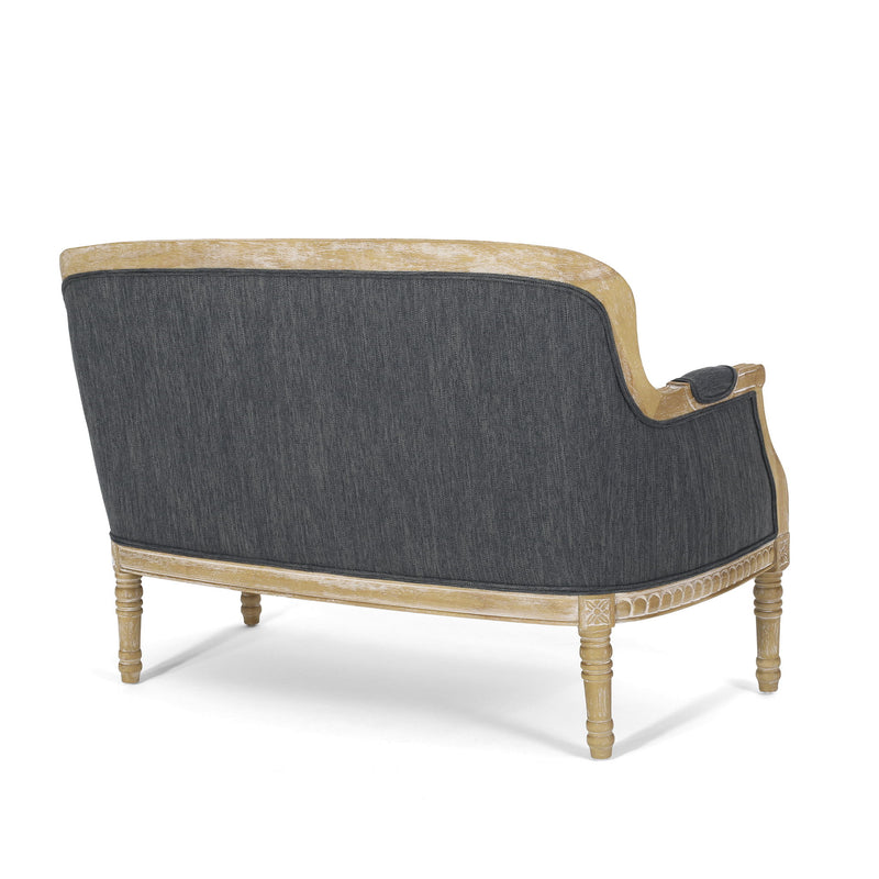 Noble House Inspired Style stationary loveseat with plush upholstery and elegant design, ideal for compact living spaces.