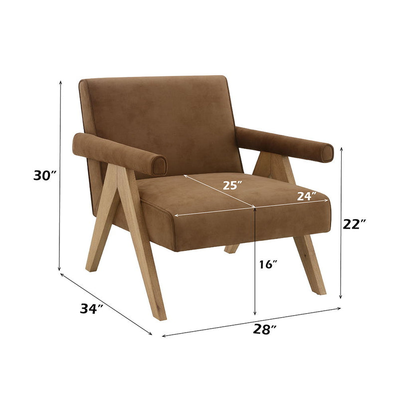 Zoey - Accent Chair - Chocolate Suede & Oak - R&R Furniture Gallery (Fountain Valley, CA)