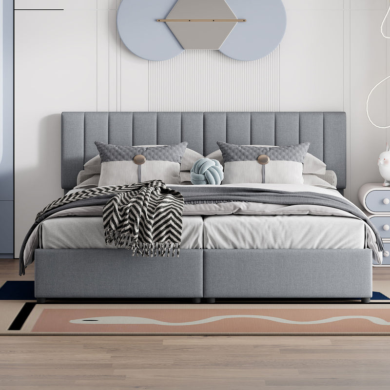 Upholstered Platform Bed With A Hydraulic Storage System - R&R Furniture Gallery (Fountain Valley, CA)