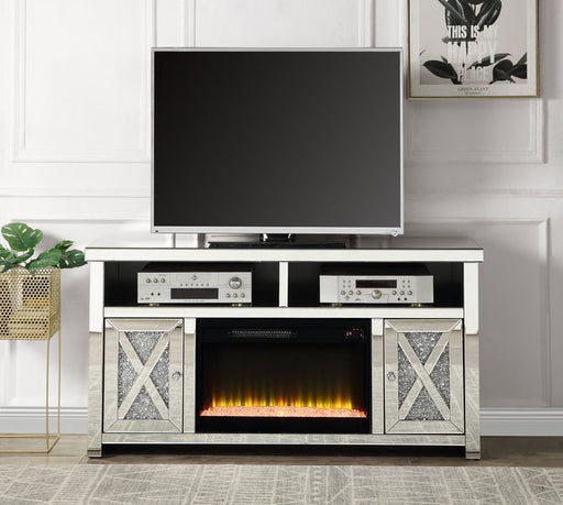 Noralie - 32" TV Stand With Fireplace - Mirrored & Faux Diamonds - R&R Furniture Gallery (Fountain Valley, CA)