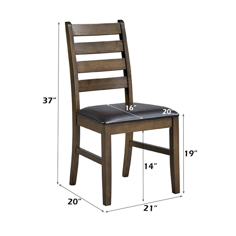 Damica - Side Chair (Set of 2) - Brown Synthetic Leather & Walnut - R&R Furniture Gallery (Fountain Valley, CA)