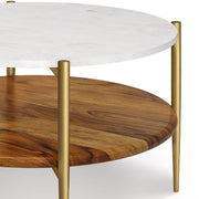 Wagner - Round Marble & Wood Table - R&R Furniture Gallery (Fountain Valley, CA)