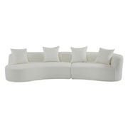 Elegant curved sectional sofa by Noble House with full foam cushions, showcasing a stylish stationary sofa design and plush comfort.