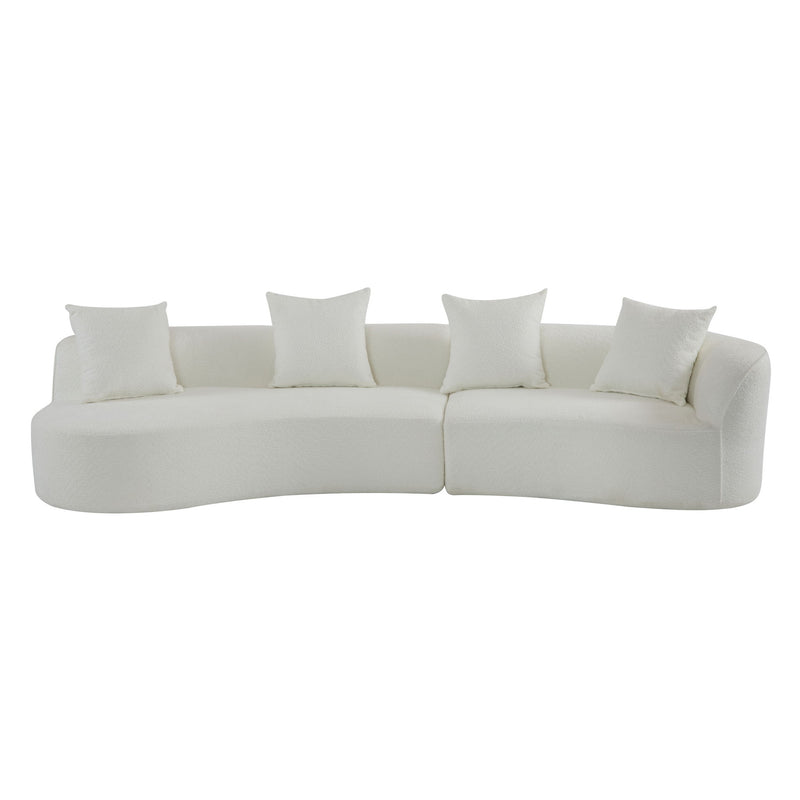Elegant curved sectional sofa by Noble House with full foam cushions, showcasing a stylish stationary sofa design and plush comfort.