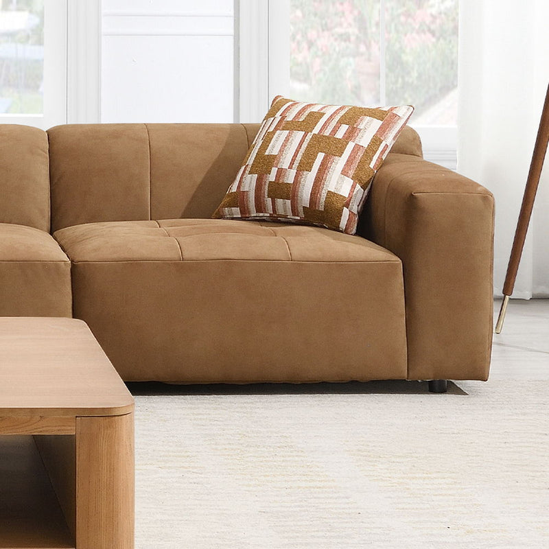 Zoey - Modular - RF Arm Chair With Pillow - Chocolate Suede - R&R Furniture Gallery (Fountain Valley, CA)