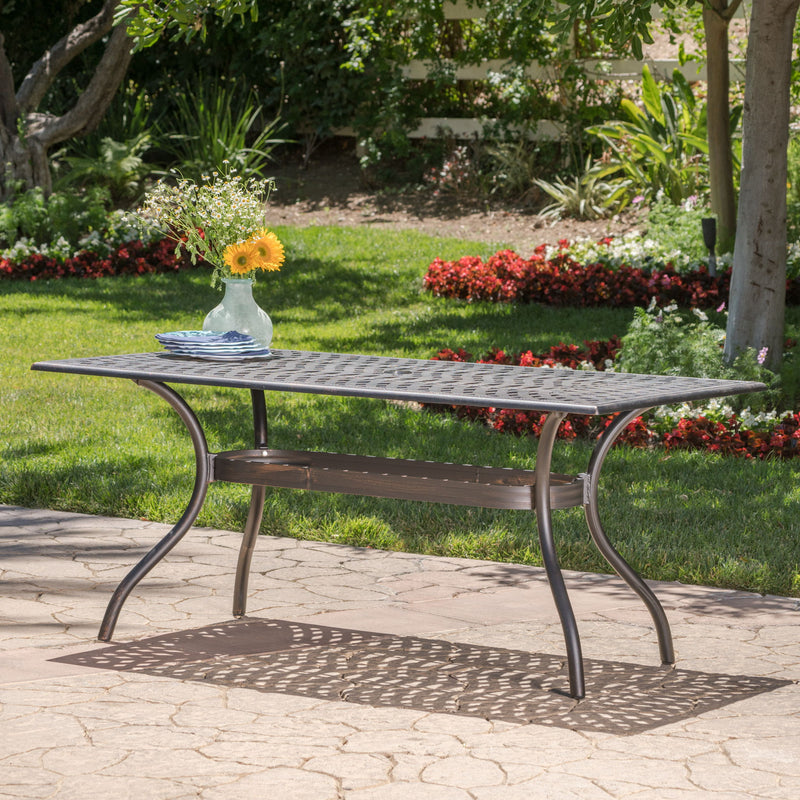 Enchantia - Outdoor Rectangular Dining Table With Weave Tabletop And Flared Legs - Copper - R&R Furniture Gallery (Fountain Valley, CA)