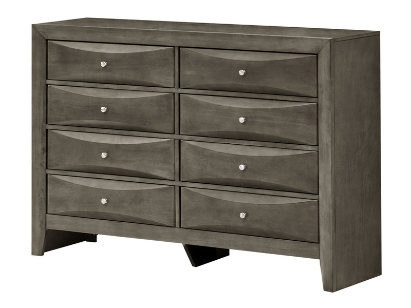 Glory Furniture Marilla dresser with multiple drawers, light wood finish, and modern design for bedroom storage.