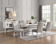 Elizaveta - Dining Table With Pedestal Base - Faux Crystal Diamonds & White High Gloss - R&R Furniture Gallery (Fountain Valley, CA)