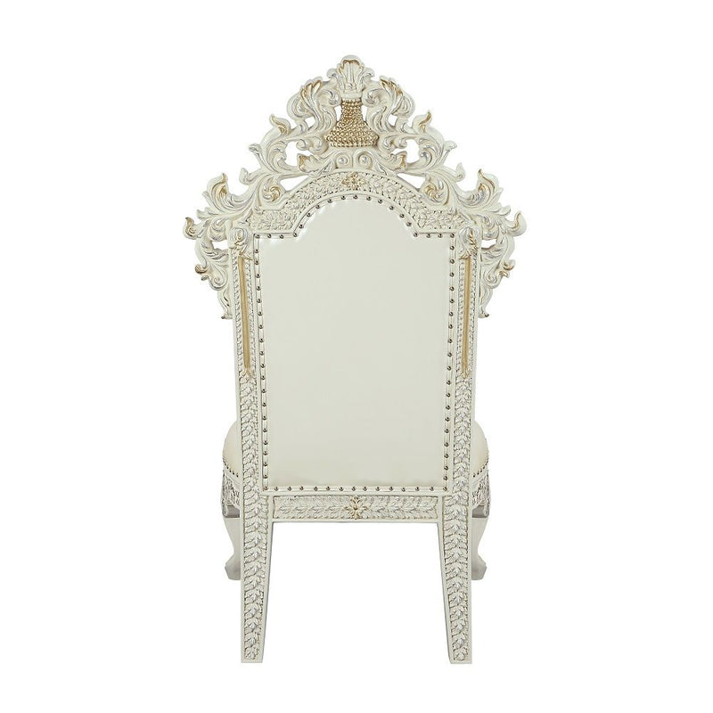 Adara - Side Chair (Set of 2) - Pearl White Synthetic Leather & Antique White - R&R Furniture Gallery (Fountain Valley, CA)