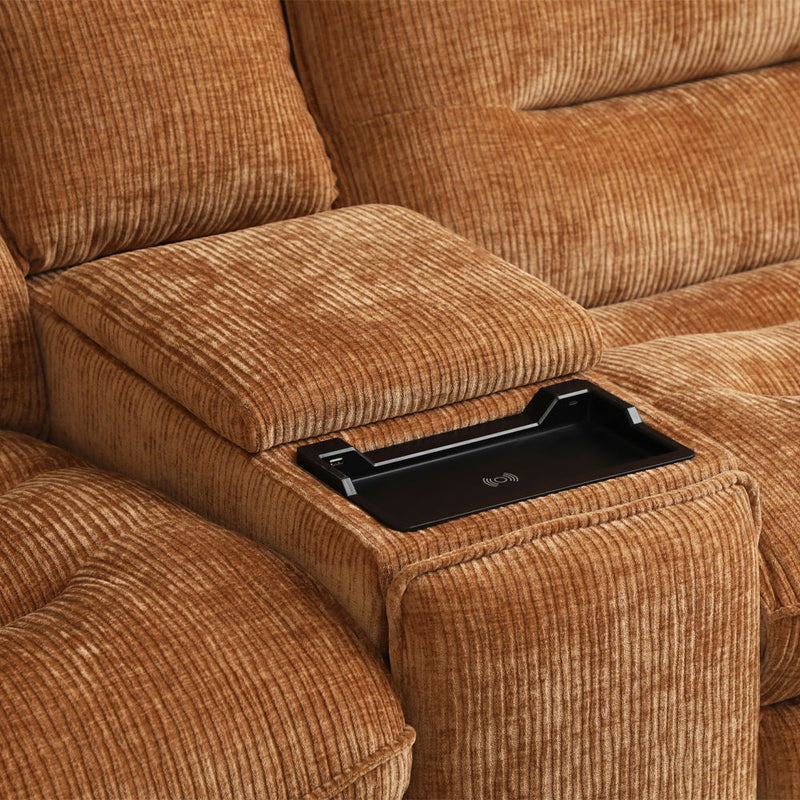 Emmy - Power Motion Sectional Sofa - Orange Chenille - R&R Furniture Gallery (Fountain Valley, CA)