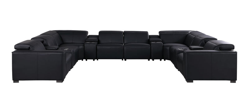 1208 - 12 Piece U Shaped Leather Sectional With 4 Power Recliners & Power Headrest