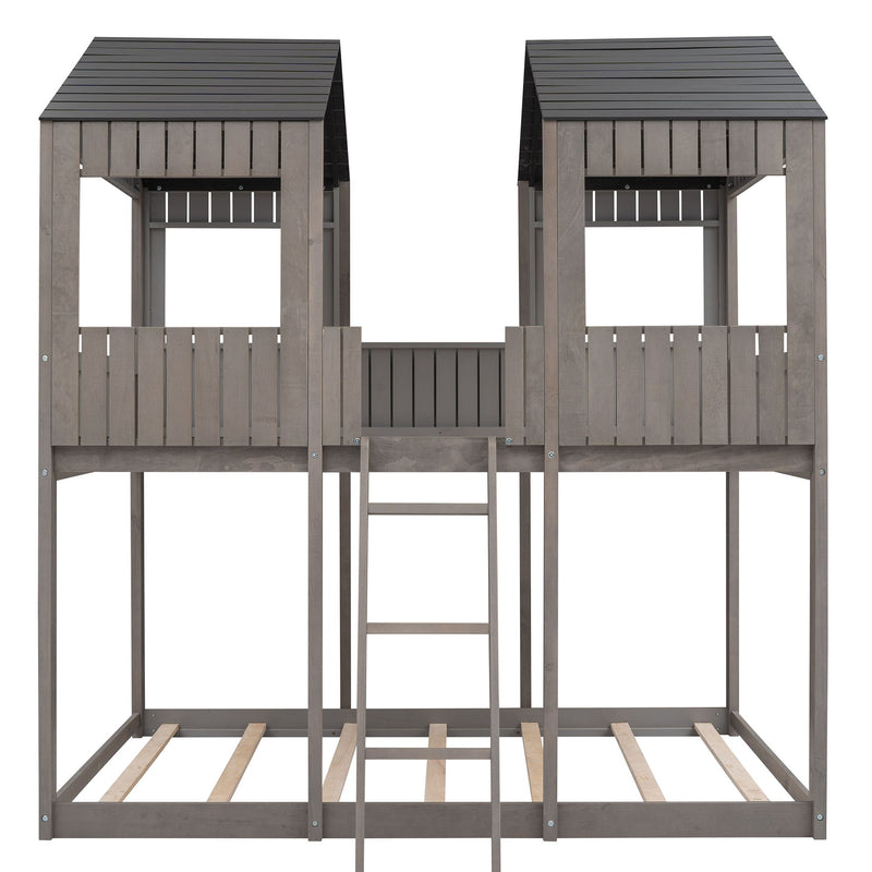 Bunk Bed With Roof, Window, Guardrail, Ladder - R&R Furniture Gallery (Fountain Valley, CA)