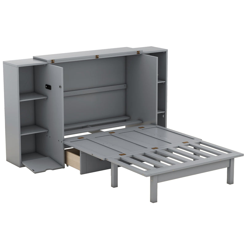 Murphy Bed With Shelves, Drawers And USB Ports - R&R Furniture Gallery (Fountain Valley, CA)