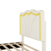 Upholstered Platform Bed & Curve Shaped And Height Adjustable Headboard, LED Light Strips - R&R Furniture Gallery (Fountain Valley, CA)