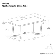 Simpli-Home Watkins sturdy dining table with wooden finish, rectangular tabletop, and solid legs for kitchen or dining room use.