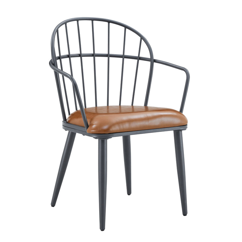 Industrial Inspired Upholstered Dining Chair Set With Metal Legs (Set of 2) - Brown - R&R Furniture Gallery (Fountain Valley, CA)