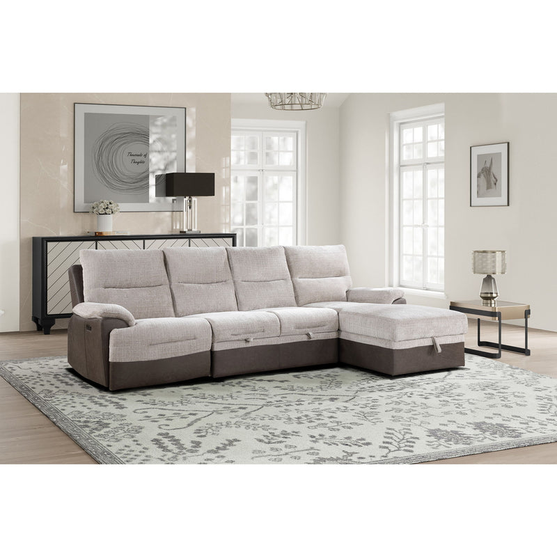 Kia - Sectional With Power And USB - Beige / Brown - R&R Furniture Gallery (Fountain Valley, CA)