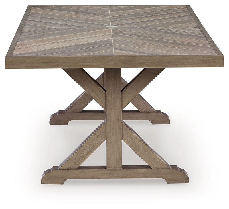 Laguna Heights - Rectangular Dining Table With Umbrella Option - Beige - R&R Furniture Gallery (Fountain Valley, CA)
