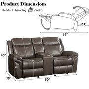 Lydia - Motion Loveseat With USB & Console - Brown Leather Aire - R&R Furniture Gallery (Fountain Valley, CA)