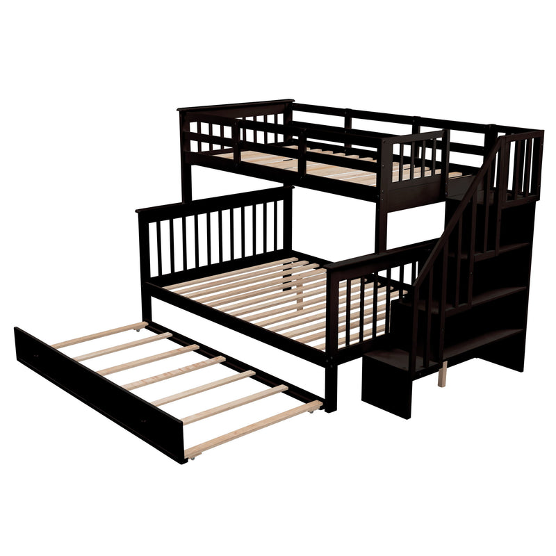 Bunk Bed With Twin Size Trundle, Storage And Guard Rail For Bedroom - R&R Furniture Gallery (Fountain Valley, CA)