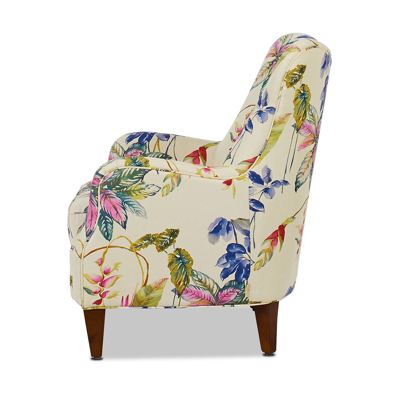 Paradise - Upholstered Arm Chair Floral Printed On Cotton - Off-White - R&R Furniture Gallery (Fountain Valley, CA)