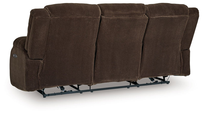 Free Wake - Reclining Power Sofa With Drop Down Table - Chocolate - R&R Furniture Gallery (Fountain Valley, CA)