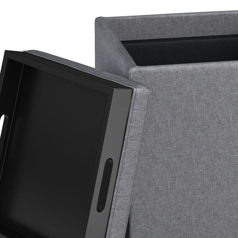 Rockwood - Upholstered Cube Storage Ottoman With Tray - R&R Furniture Gallery (Fountain Valley, CA)