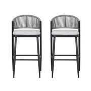 Outdoor Bar Height Metal Frame Counter Stools With Scallop Shaped Backrest & Water Resistant Cushions - R&R Furniture Gallery (Fountain Valley, CA)