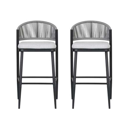 Outdoor Bar Height Metal Frame Counter Stools With Scallop Shaped Backrest & Water Resistant Cushions - R&R Furniture Gallery (Fountain Valley, CA)