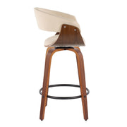 Set of 2 Lumi Source vintage mid-century modern fixed height counter stools with swivel, round footrest, and sleek design.