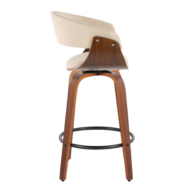 Set of 2 Lumi Source vintage mid-century modern fixed height counter stools with swivel, round footrest, and sleek design.