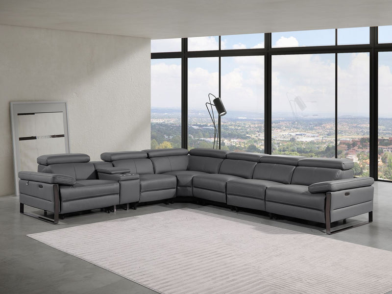 1246 - 7-Piece L-Shaped Modular Power Reclining Sectional With 4 Power Recliners And Power Headrests - R&R Furniture Gallery (Fountain Valley, CA)
