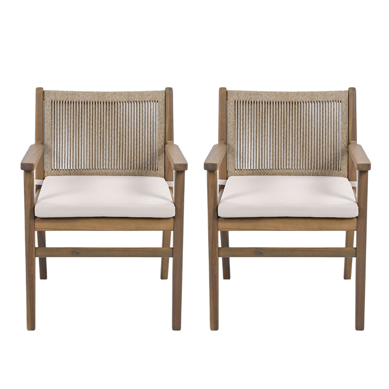 Outdoor Acacia Wood Patio Dining Armchair (Set of 2) - R&R Furniture Gallery (Fountain Valley, CA)