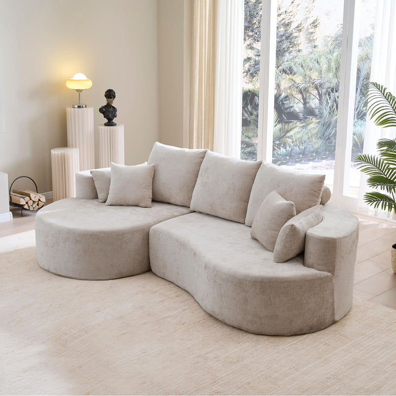 2 Piece Fabric Cloud Curved Sectional Sofa With Chaise For Living Room - R&R Furniture Gallery (Fountain Valley, CA)