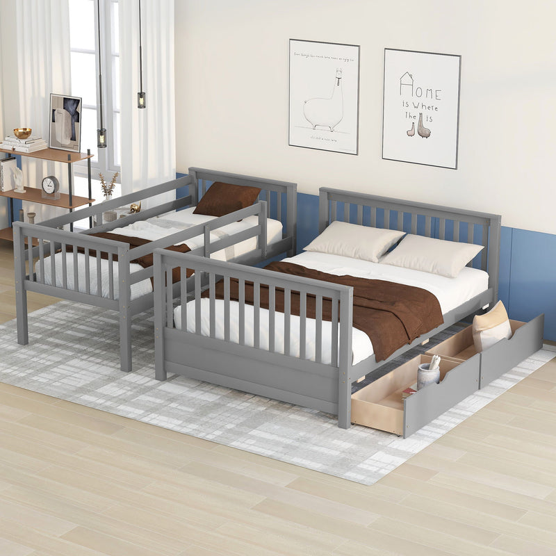 DreamHaus bunk bed with ladders and two storage drawers, featuring a sturdy frame and space-saving design for children's bedroom.