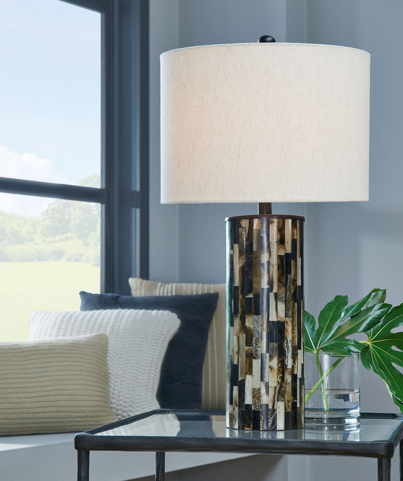 Ellford - Poly Table Lamp - Black / Brown / Cream - R&R Furniture Gallery (Fountain Valley, CA)