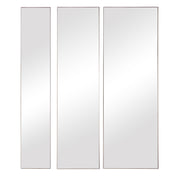 Set of three gold Uttermost wall mirrors from the Rowling collection, featuring sleek, modern designs suitable for contemporary decor.