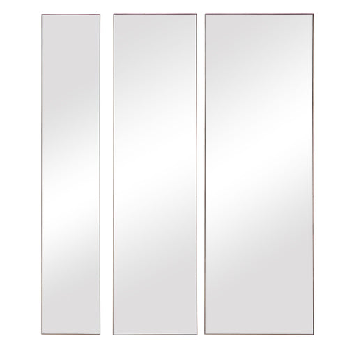 Set of three gold Uttermost wall mirrors from the Rowling collection, featuring sleek, modern designs suitable for contemporary decor.