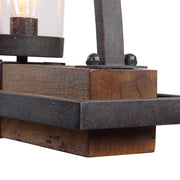 Uttermost Atwood 5-light rustic linear pendant chandelier with light brown finish and iron frame, ideal for modern farmhouse lighting.