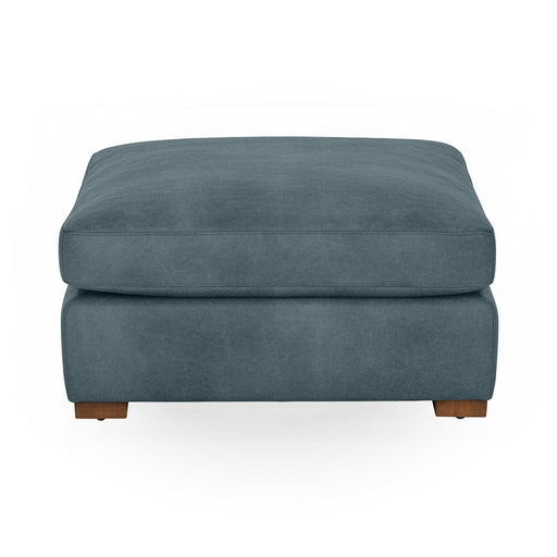 Classic Home Audrey upholstered ottoman with cushioned top and wooden legs, perfect for living room or bedroom decor