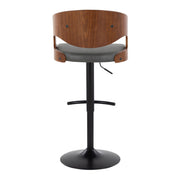 Lumi Source Pino mid-century modern adjustable barstool set with swivel and rounded T-footrest, shown in a stylish interior setting.