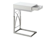 Accent Table, C - Shaped Glossy Contemporary & Modern - White - R&R Furniture Gallery (Fountain Valley, CA)