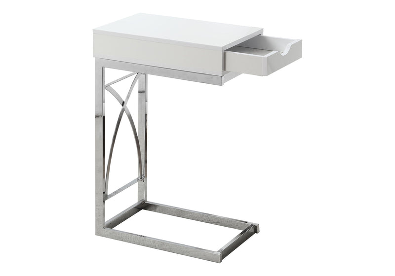 Accent Table, C - Shaped Glossy Contemporary & Modern - White - R&R Furniture Gallery (Fountain Valley, CA)