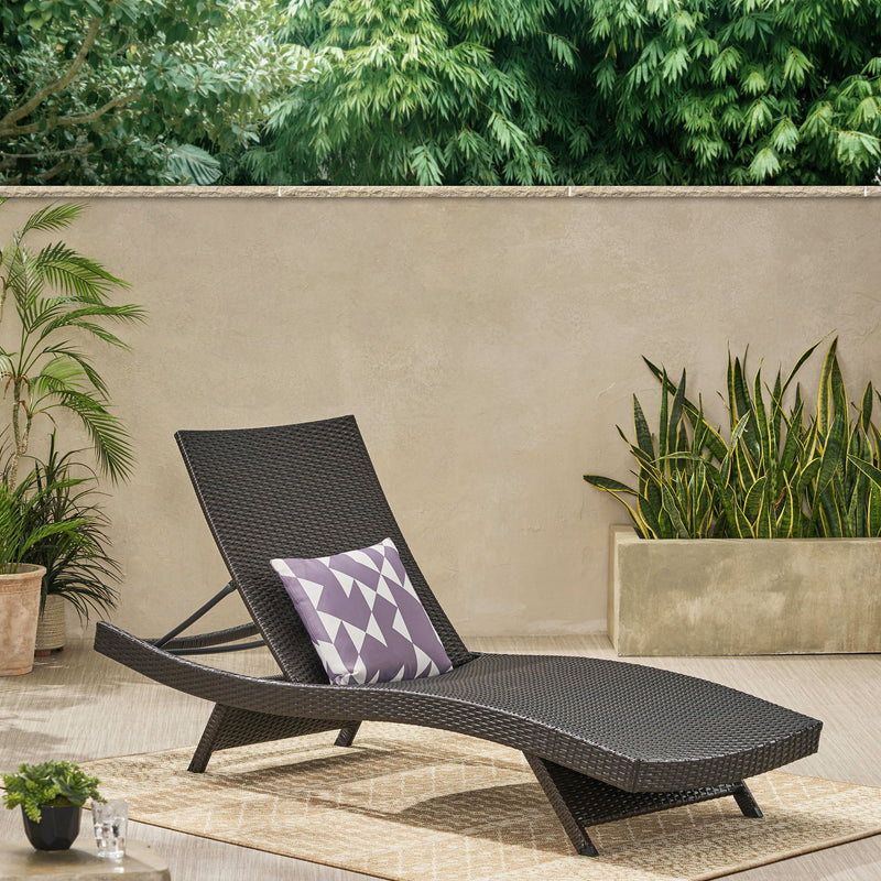 Mysticism Outdoor Chaise Lounge With Adjustable Backrest And Foldable Legs - Brown Multi - R&R Furniture Gallery (Fountain Valley, CA)