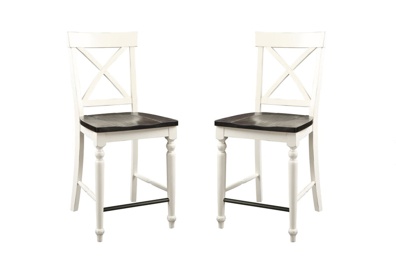 24" Tall Bar Stools (Set of 2) - Brown / White - R&R Furniture Gallery (Fountain Valley, CA)