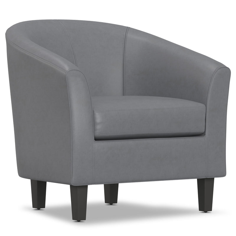 Simpli-Home Austin transitional arm chair with plush fabric upholstery and a modern, stylish design.