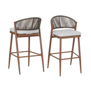 Outdoor Bar Height Metal Frame Counter Stools With Scallop Shaped Backrest & Water Resistant Cushions - R&R Furniture Gallery (Fountain Valley, CA)