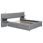 Upholstered Platform Bed With Reading Lights, Drawers, Trundle And Shelves - R&R Furniture Gallery (Fountain Valley, CA)